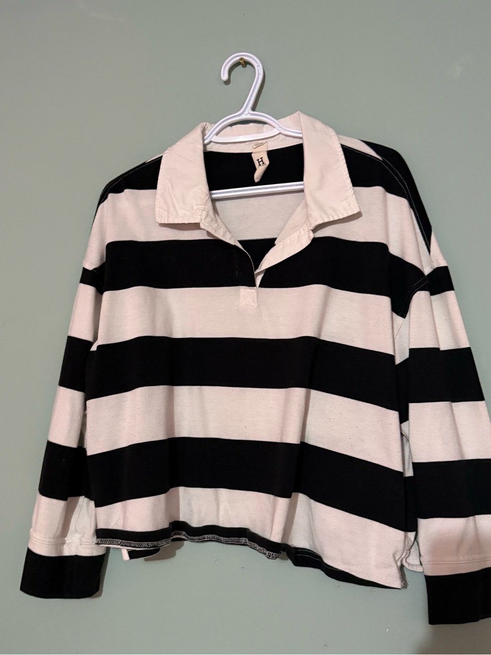 Women's Black and Cream Striped Shirt